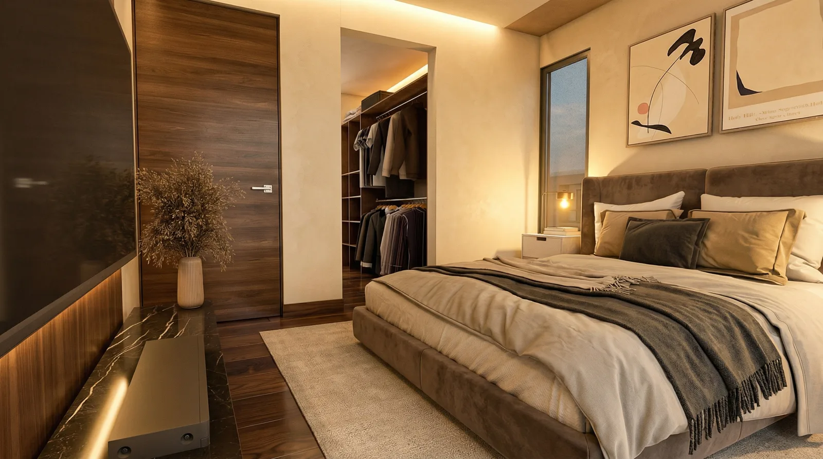 Render ilustrativo de un dormitorio