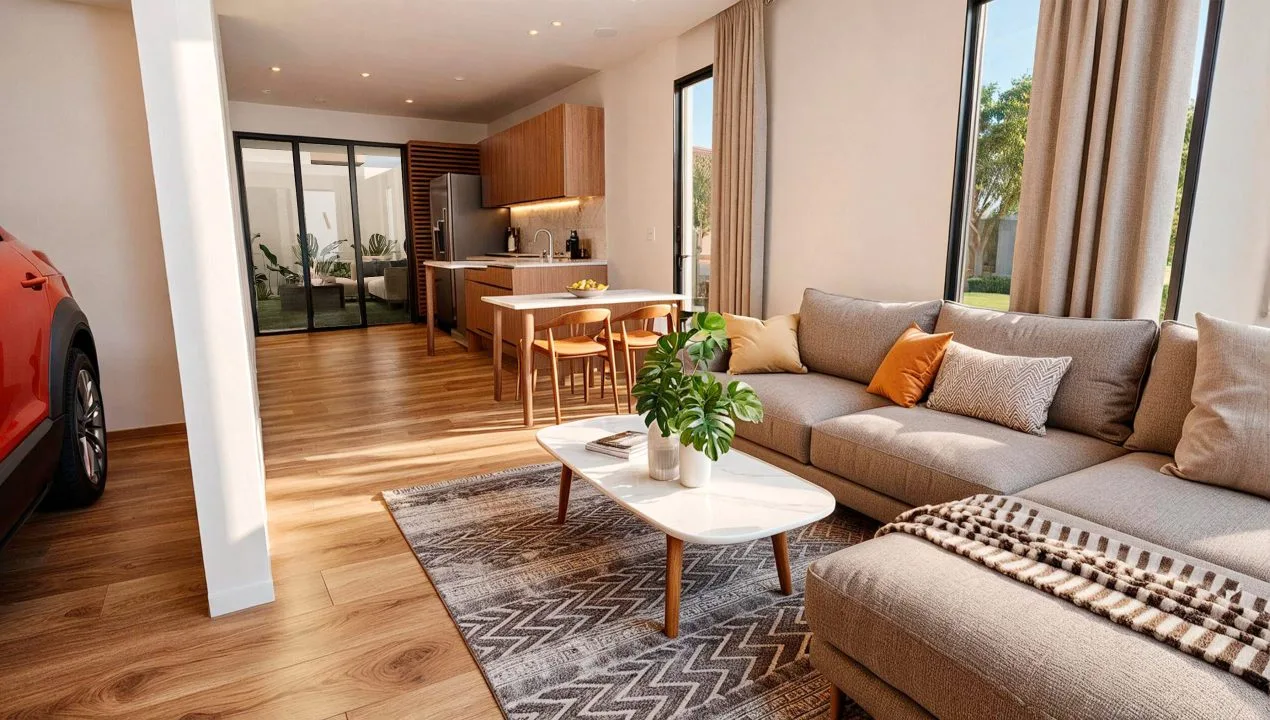 Render ilustrativo de interior de una posible vivienda